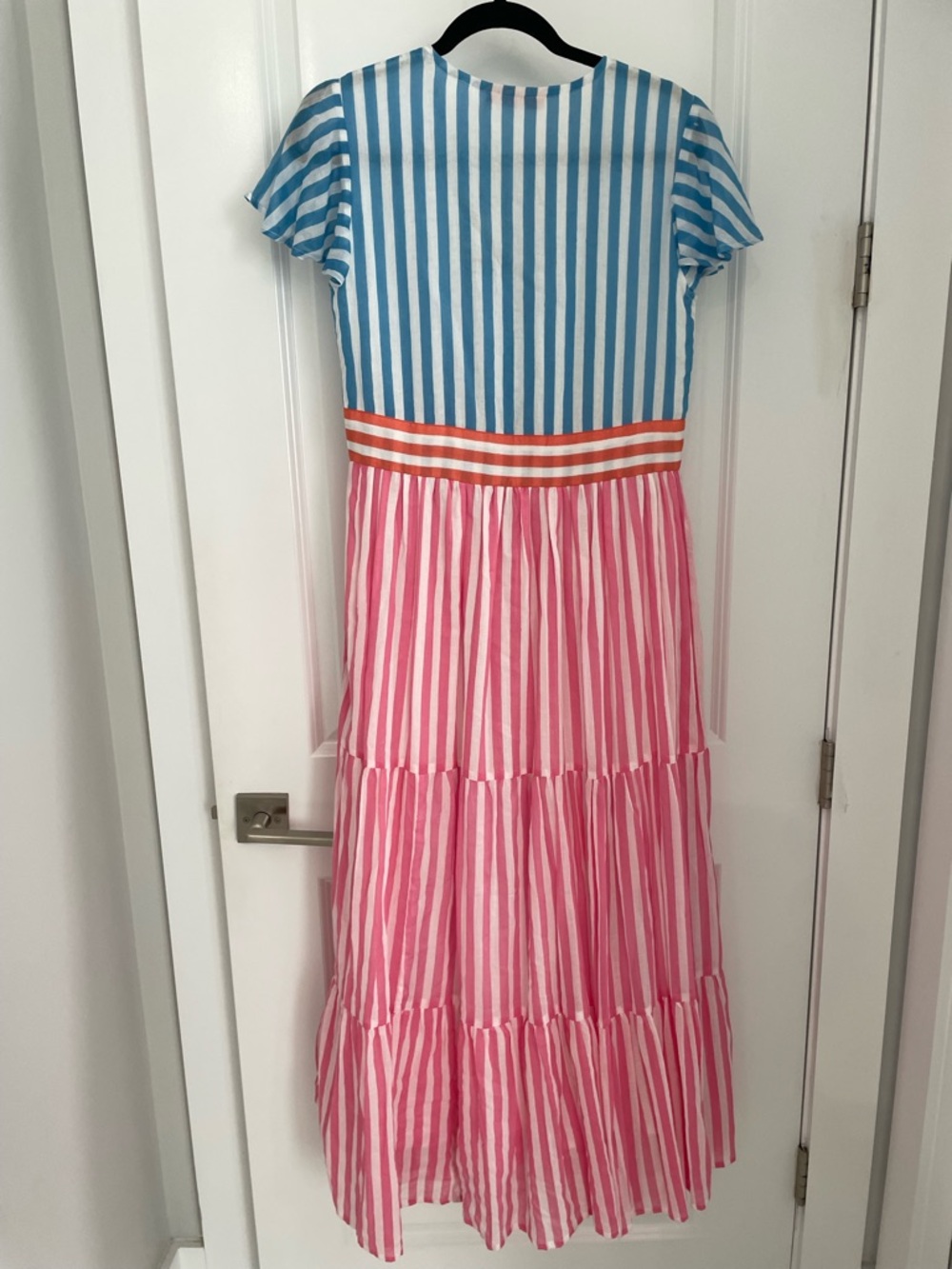 NEW Oliphant Nassau Pink V-Neck Maxi Dress Size XS Striped Coastal Summer.    15 - Picture 6 of 9